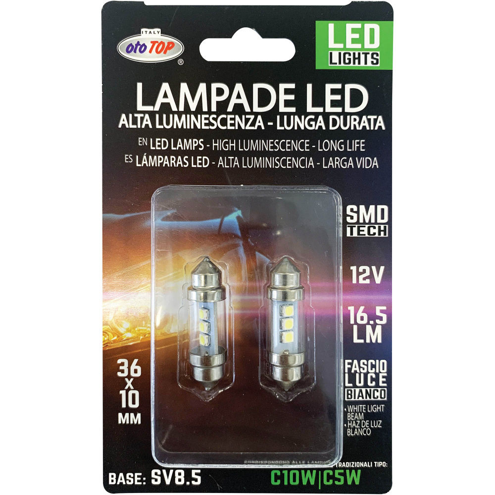 Lampadina LED SV8.5 - 12V - Bianco 2pzOto Top