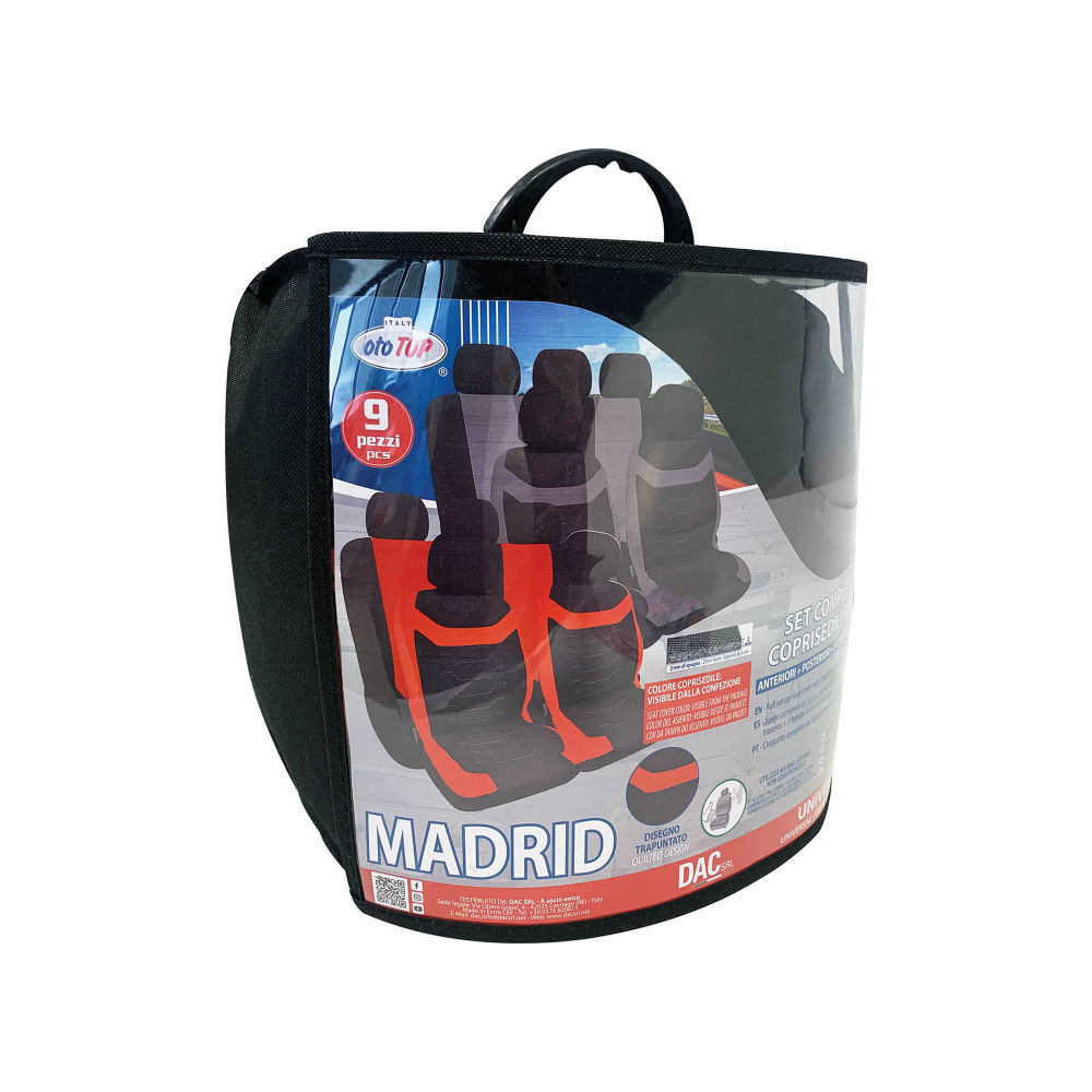 Madrid - Coprisedile Set Completo - Nero/RossOto Top