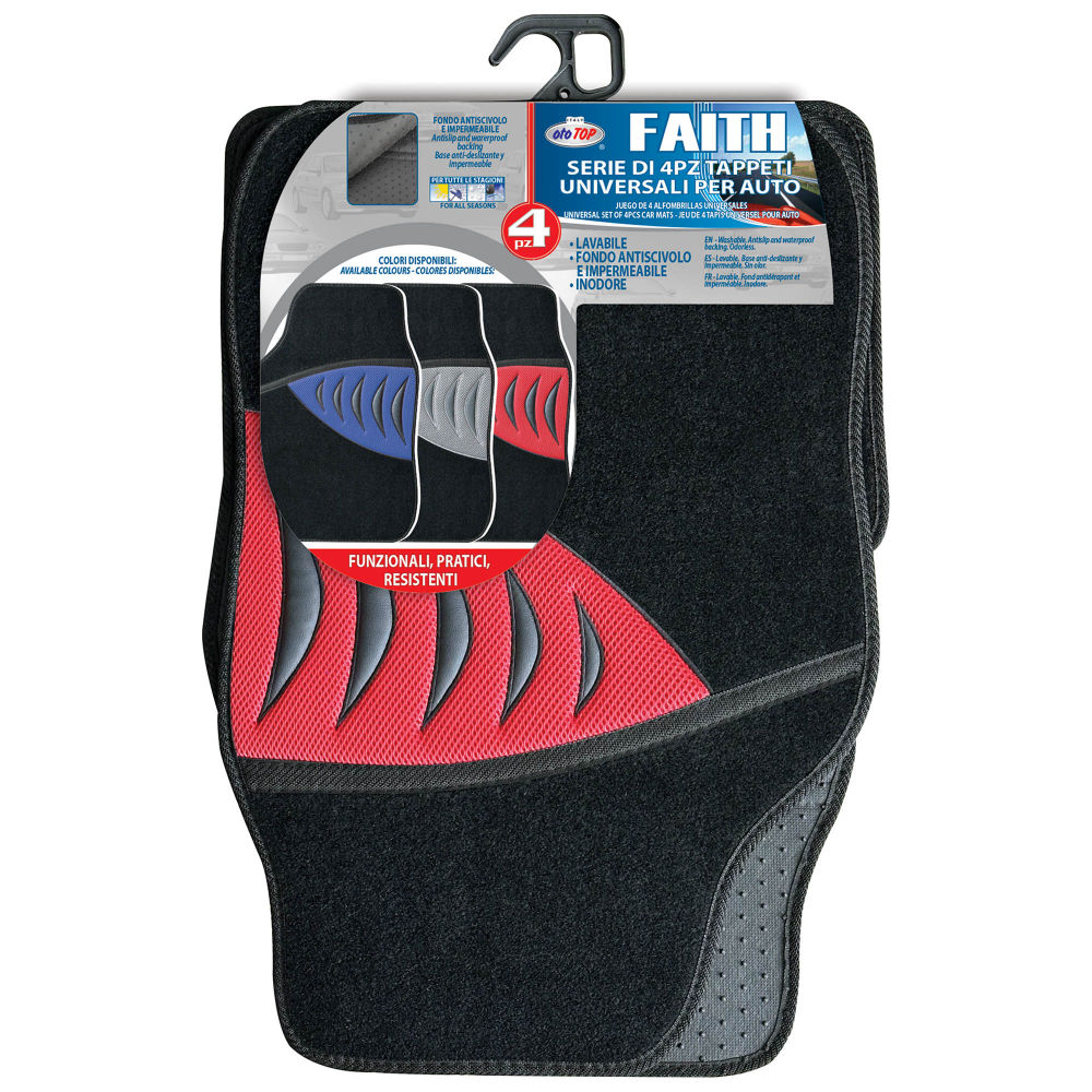 SET 4 TAPPETI MOQUETTE PER AUTO - FAITH ROSSOOto Top