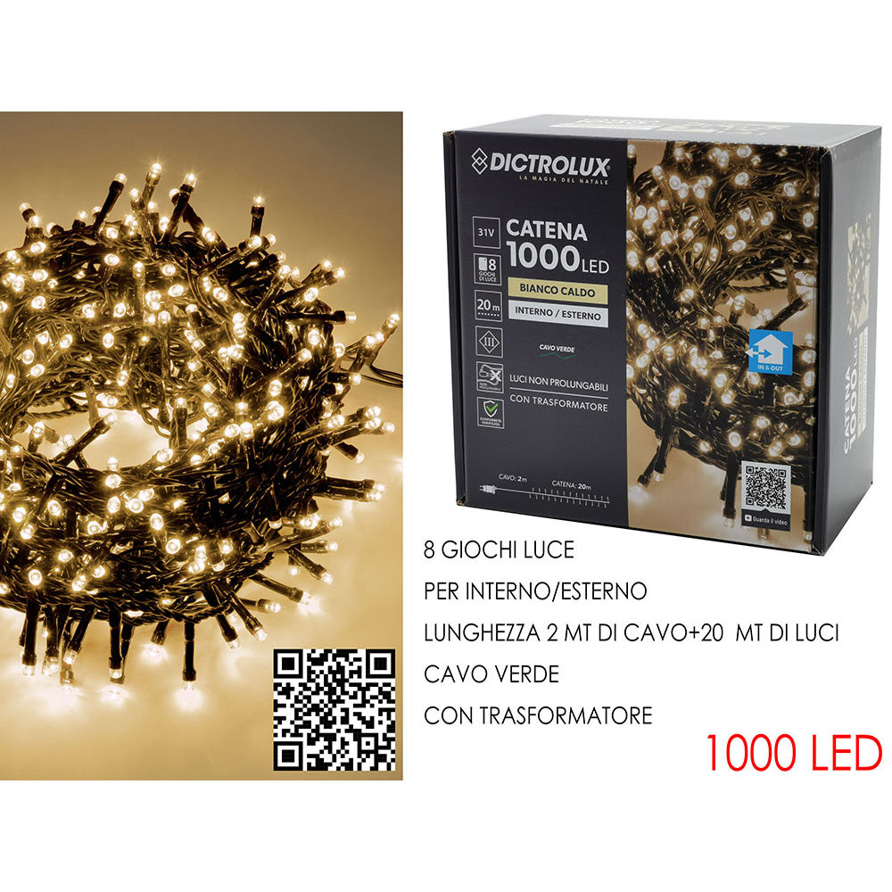 Catena Verde 1000 LED Bianco Caldo - Esterno 20mDictrolux