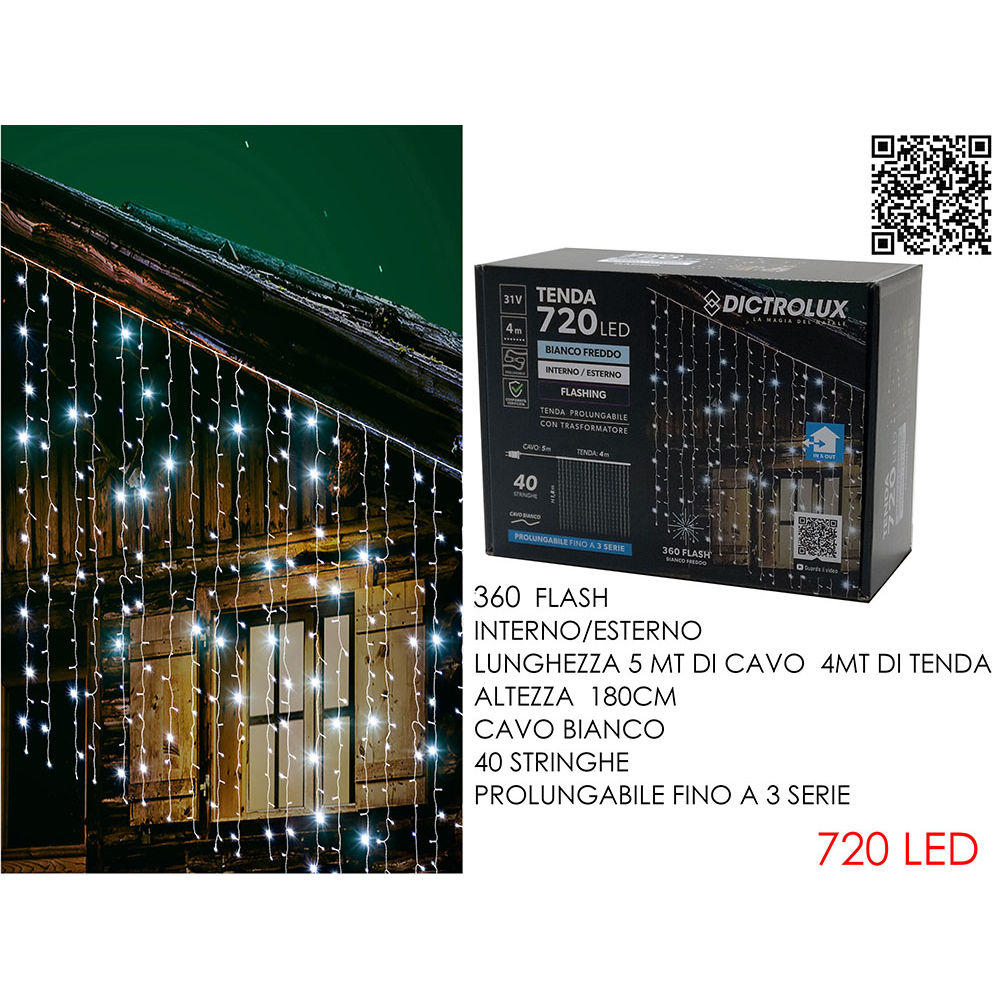 Tenda Flashing 720 LED Bianco Freddo - 400x180cmDictrolux