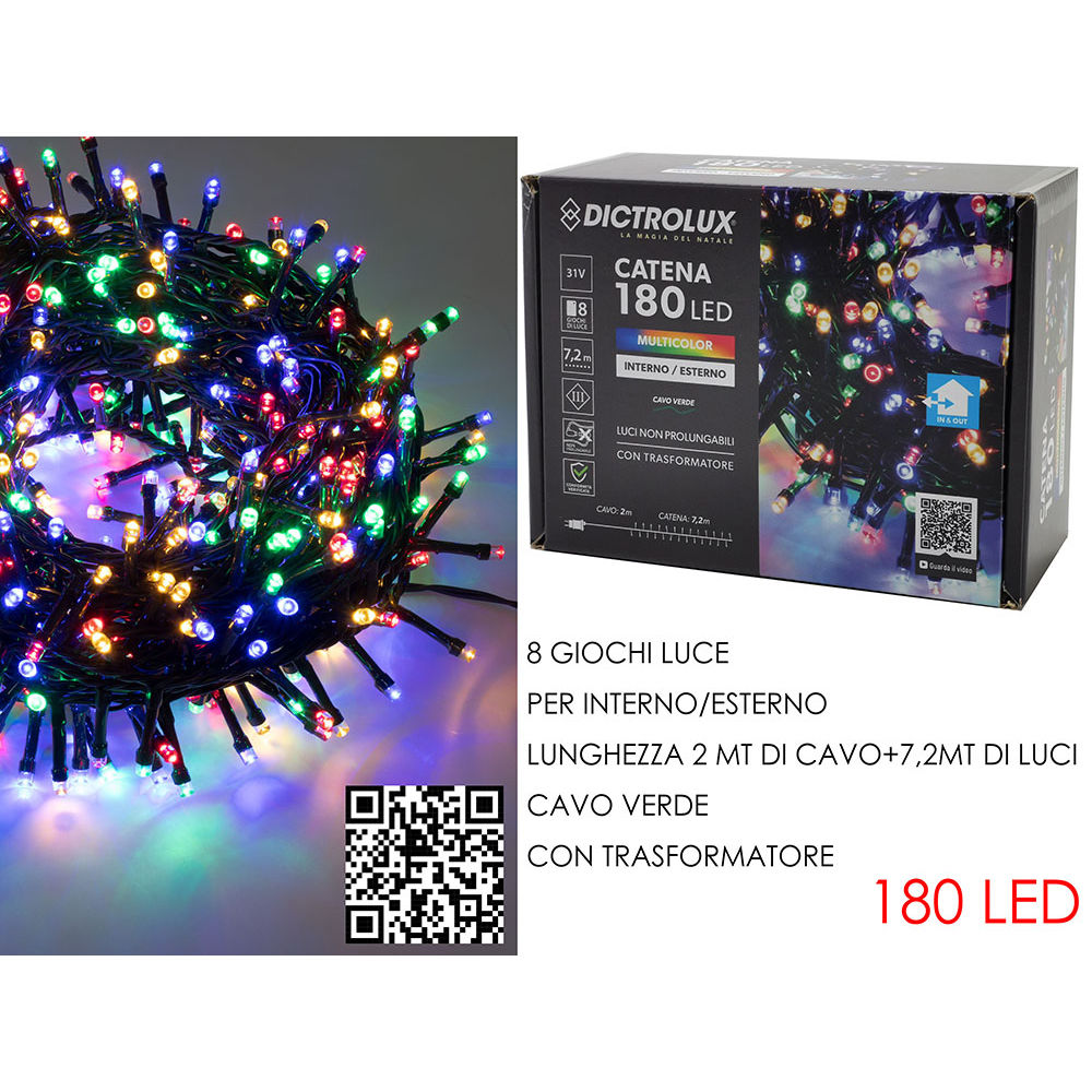 Catena Verde 180 LED Multicolor - Esterno 7,2mDictrolux