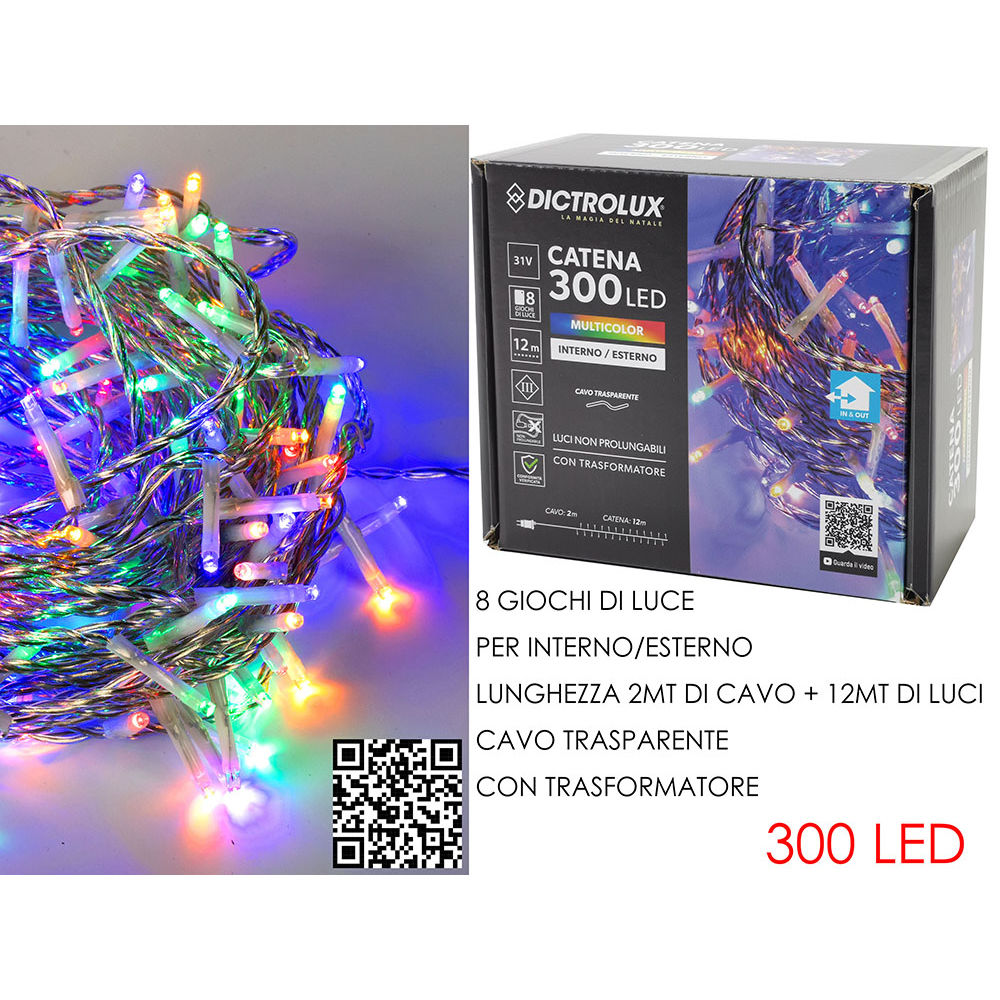 Catena Trasparente 300 LED Multicolor - Esterno 12mDictrolux