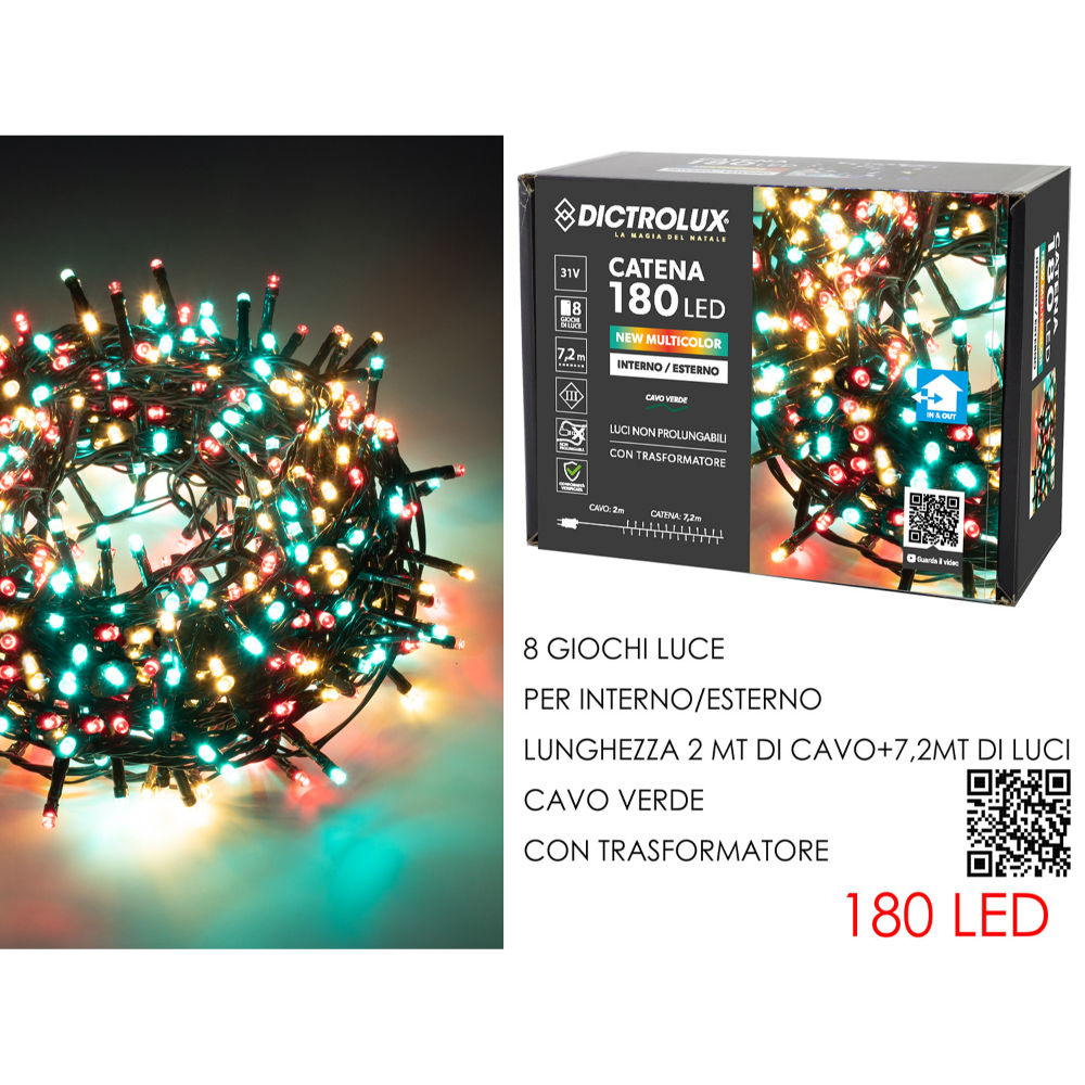 Catena Verde 180 LED New Multicolor - Esterno 7,2mDictrolux
