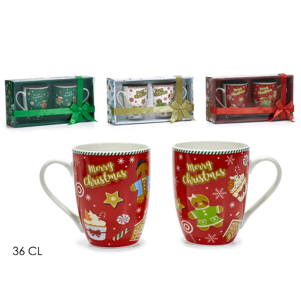 Set 2 Tazze Natalizie Linea Pan di Zenzero 36cl - AssortitiVestiamo Casa
