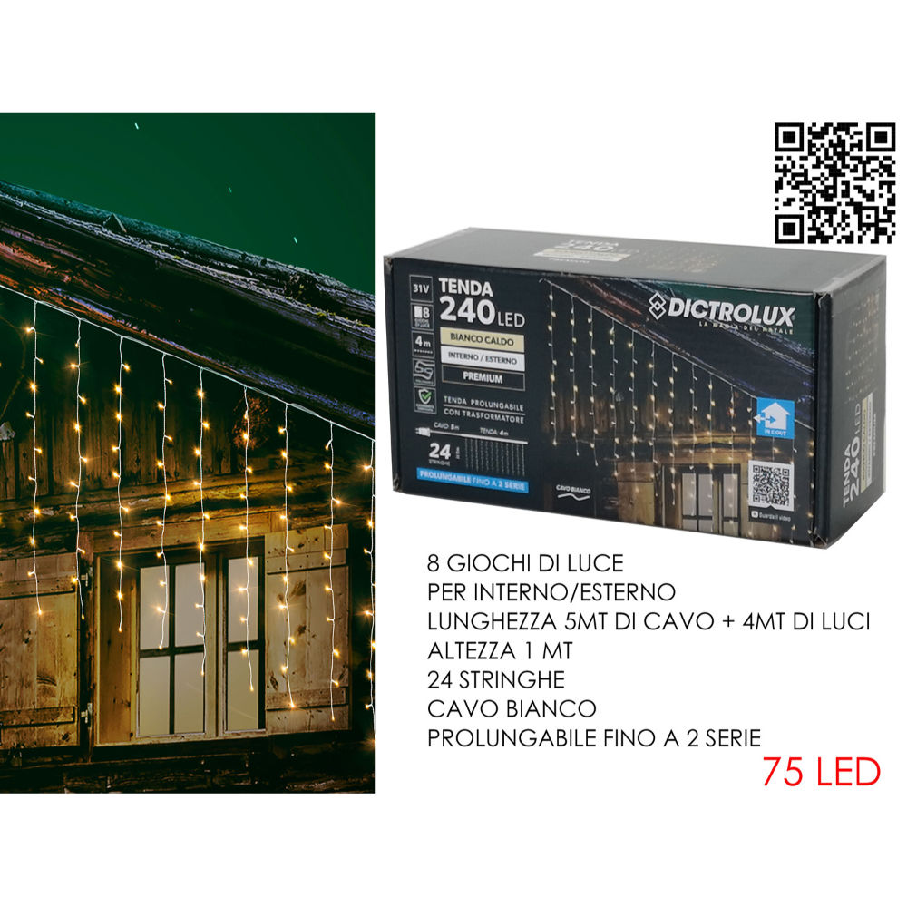 Tenda 240 LED Bianco Caldo - 400x100cmDictrolux