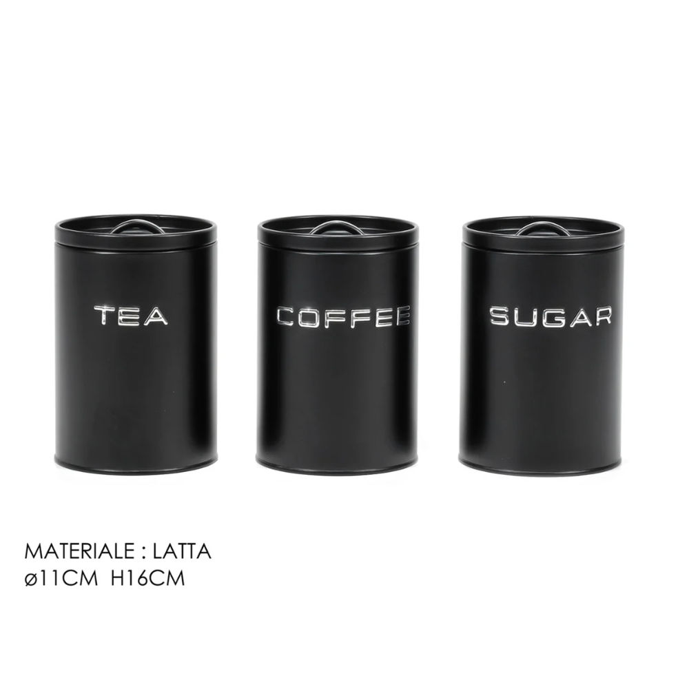 Barattolo in Latta per Cucina  Ø11x16cm - NeroGneral Trade