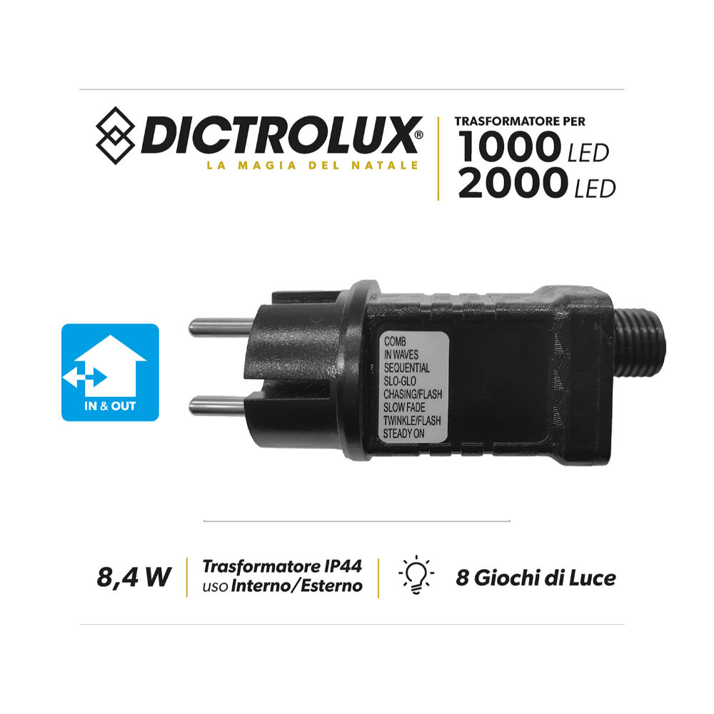 Trasformatore 8,4W per 1000/2000 LED - 8 Giochi di LuceDictrolux