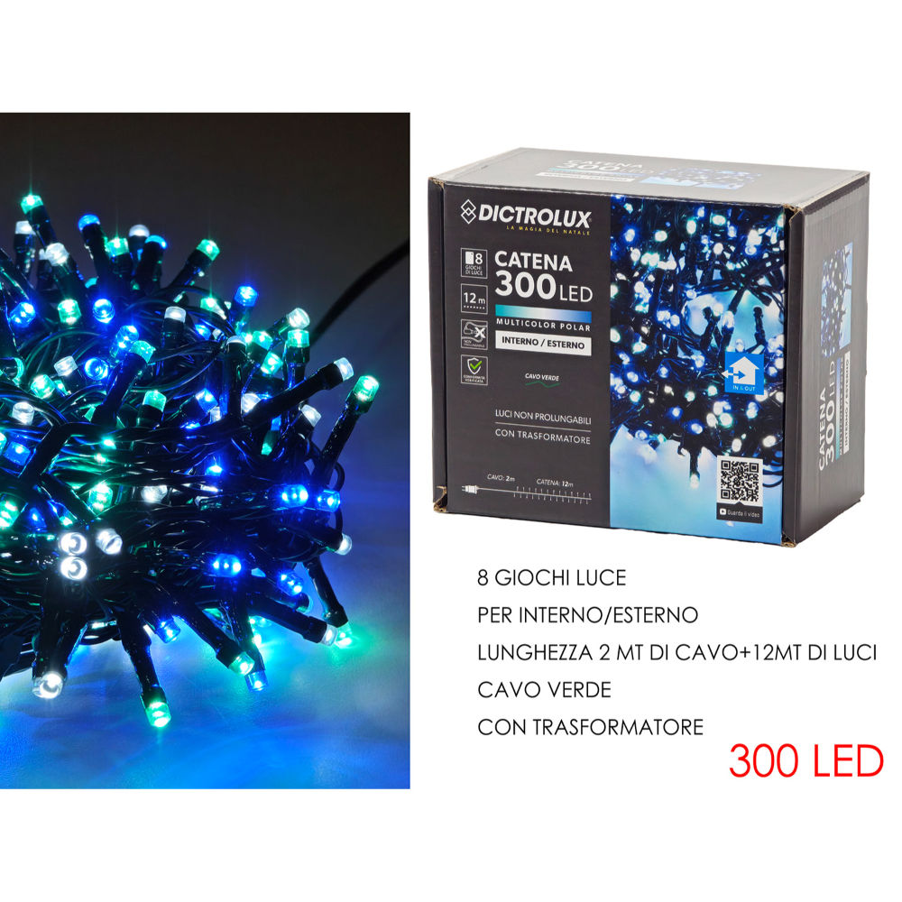 Catena Verde 300 LED Multicolor Polar - Esterno 12mDictrolux