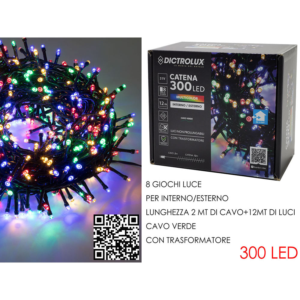 Catena Verde 300 LED Multicolor - Esterno 12mDictrolux
