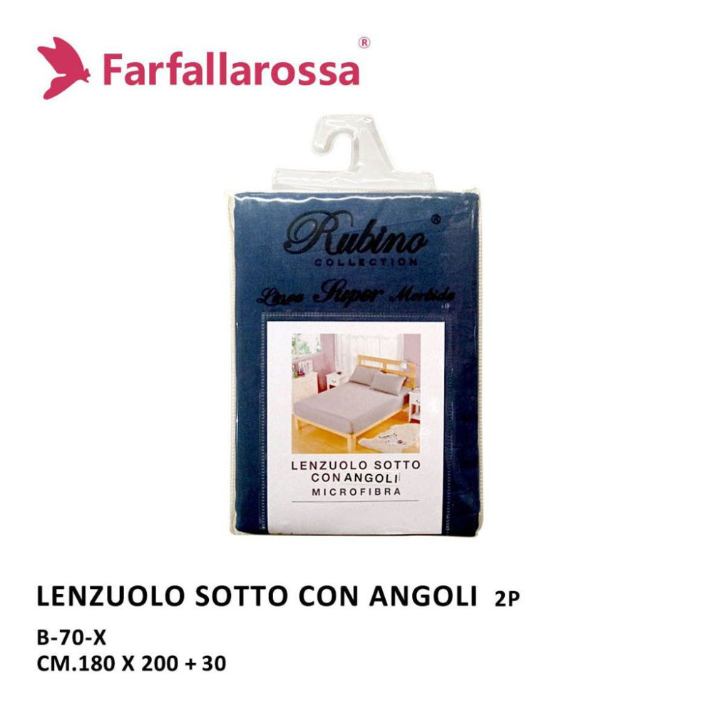 Lenzuolo Sotto con Angoli Rubino 2 Piazze - BluFarfallaRossa