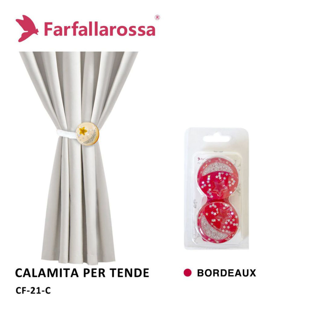 Coppia Calamita per Tende CF21 - BordeauxFarfallaRossa