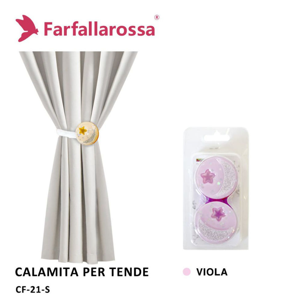 Coppia Calamita per Tende CF21 - ViolaFarfallaRossa