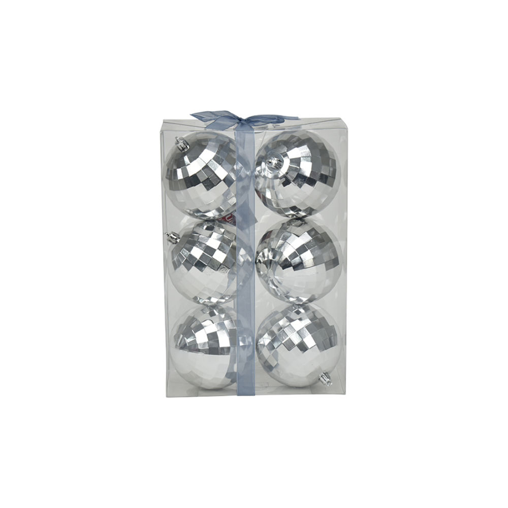 Set 6 Palline di Natale Ø10cm - Disco ArgentoNataluna