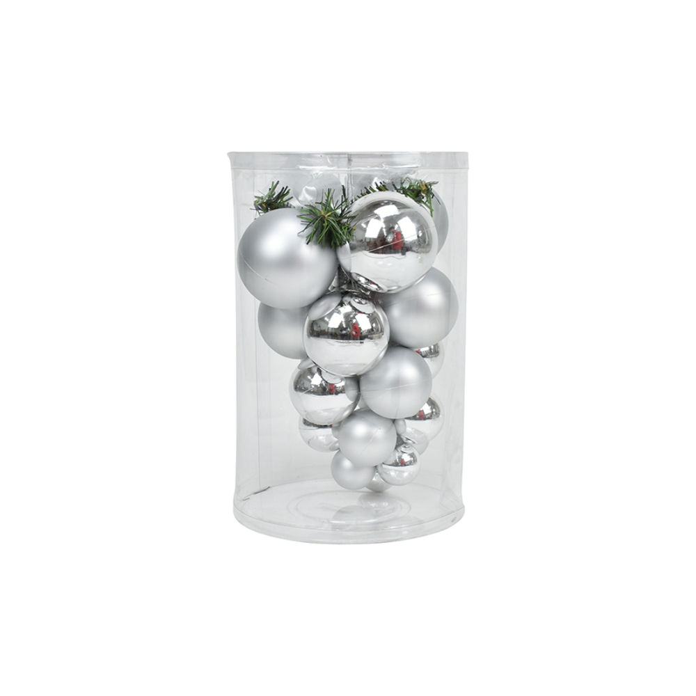 Pigna da 21 Palline Assortite - ArgentoNataluna