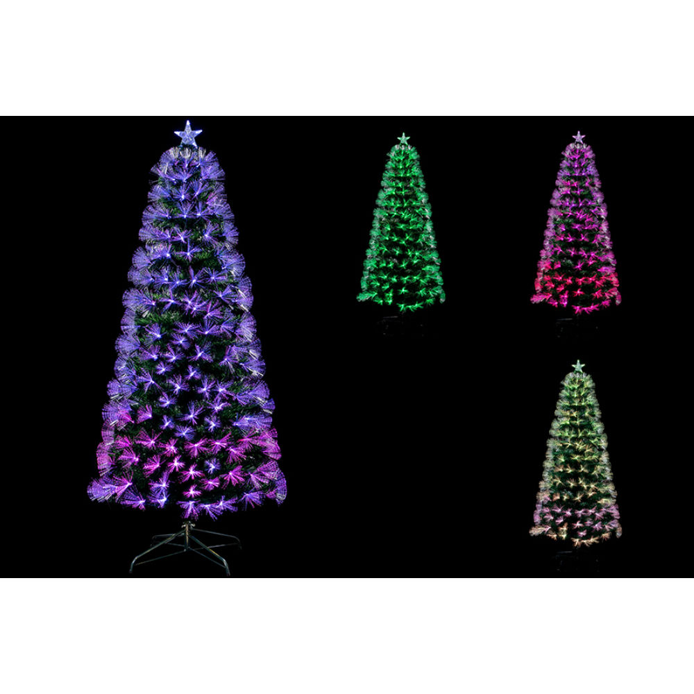 Albero Natale Verde 150cm/185LED - Fibre Ottiche MulticolorNataluna