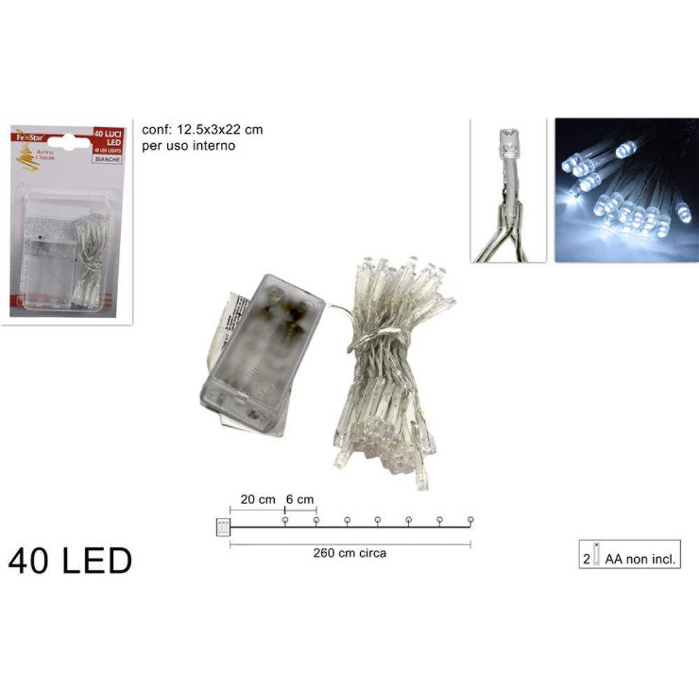 Catena 40 LED a Batteria - Luce Fredda - 260cmDue Esse