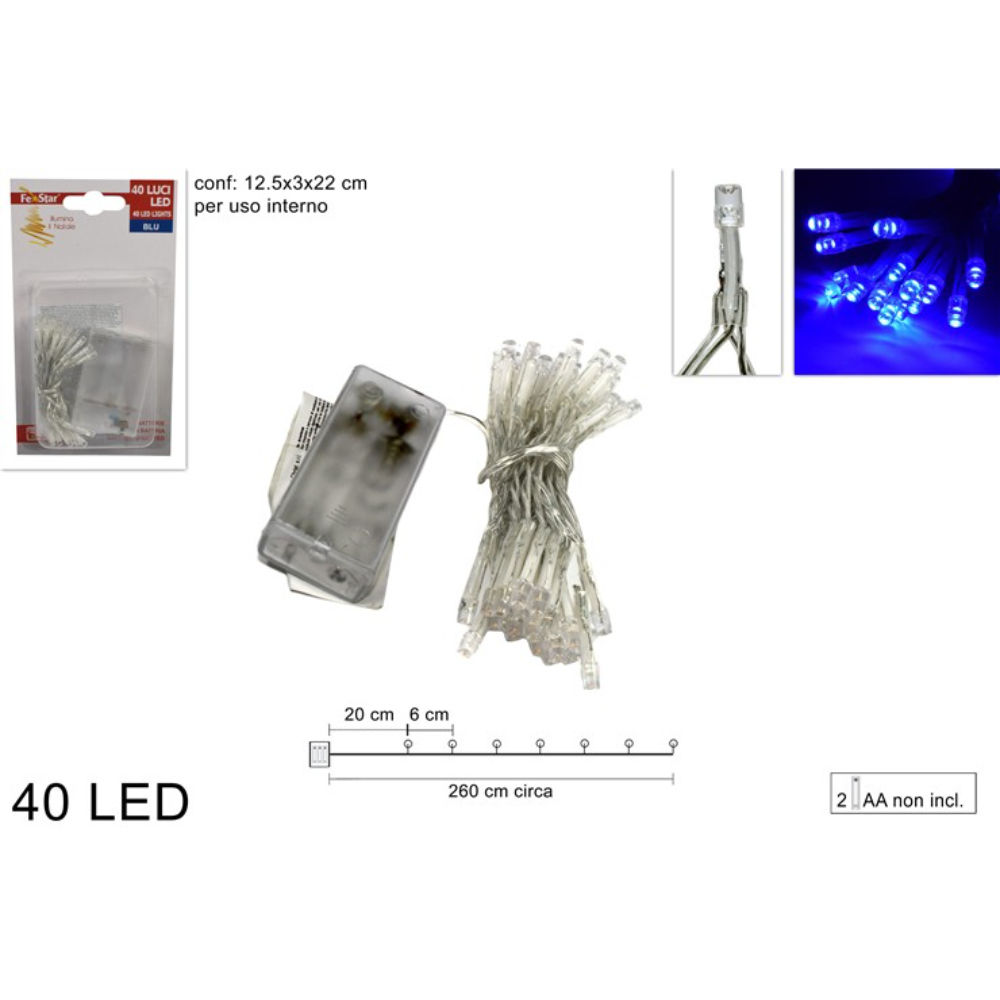 Catena 40 LED a Batteria - Luce Blu - 260cmDue Esse