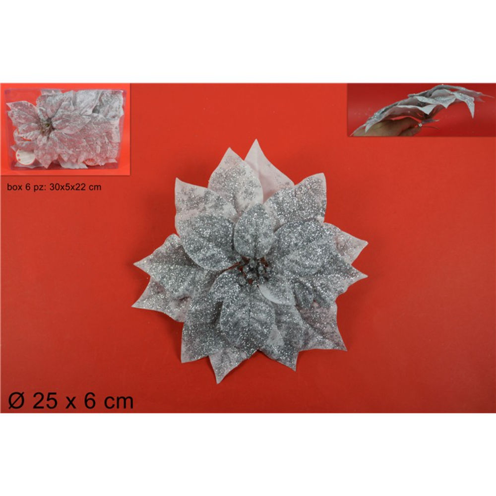 Poinsettia con Pinzetta 25cm - ArgentoDue Esse