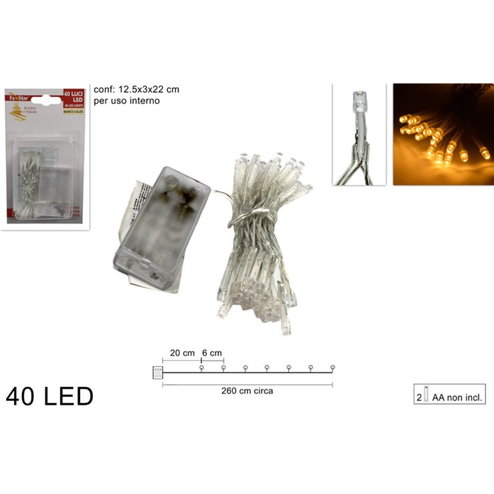 Catena 40 LED a Batteria - Luce Calda - 260cmDue Esse