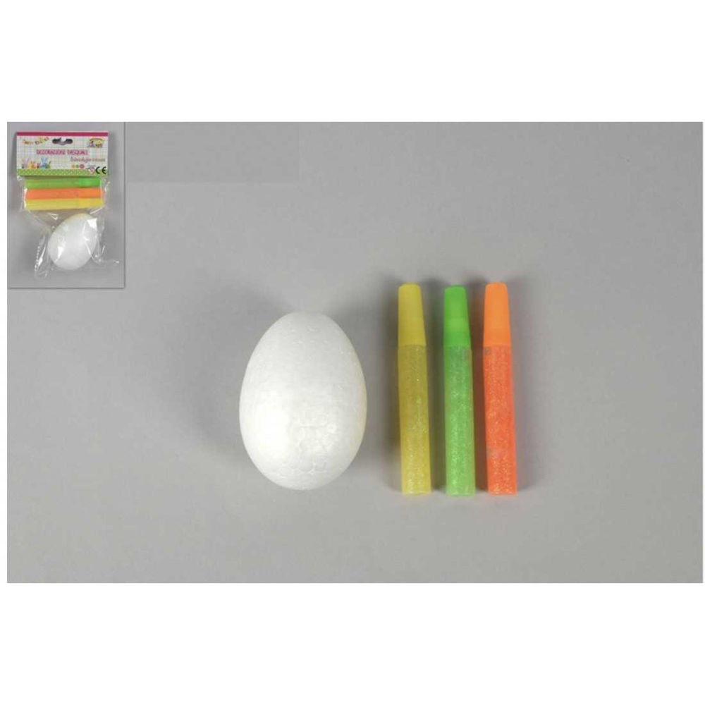Uovo in Plistirolo 9cm + 3 Colle GritterDue Esse
