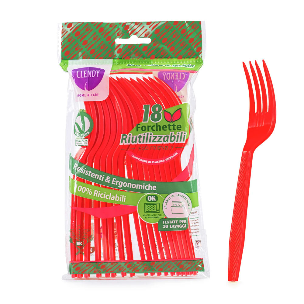 Clendy Forchette Riutilizzabili Rossi - 18pzClendy