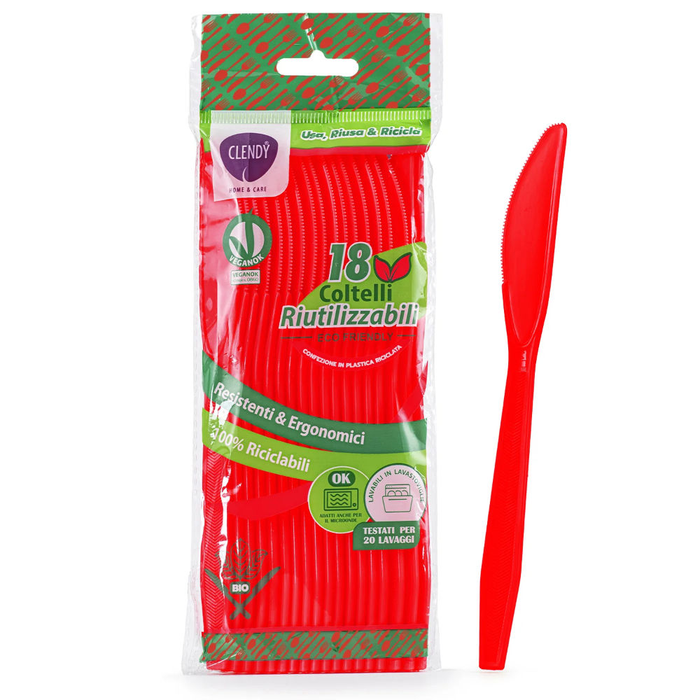 Clendy Coltelli Riutilizzabili Rossi - 18pzClendy