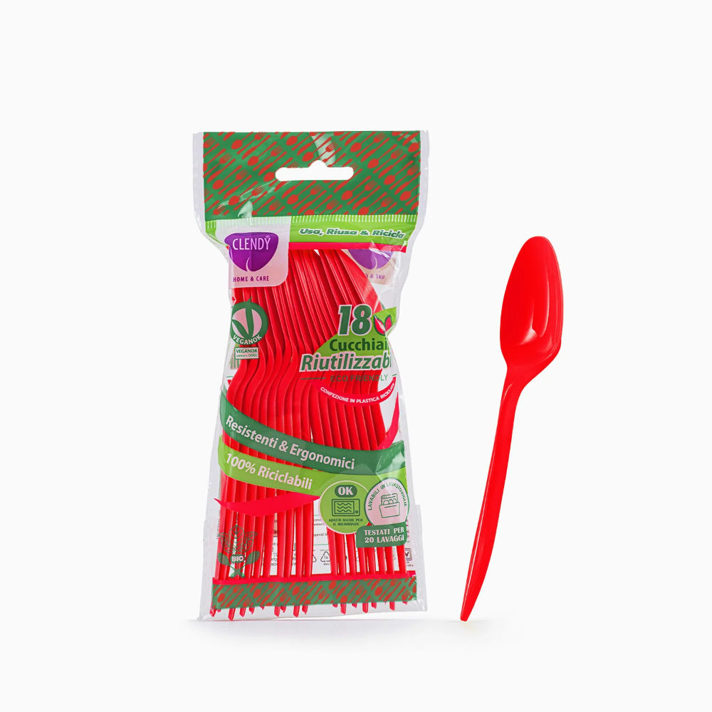 Clendy Cucchiai Riutilizzabili Rossi - 18pzClendy