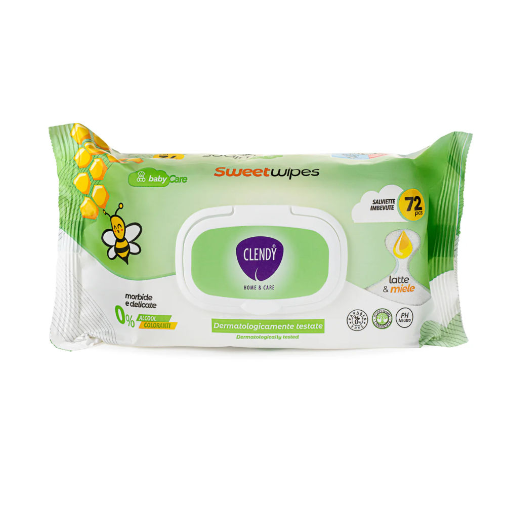 Clendy Salviette Imbevute Latte & Miele - 72pzClendy
