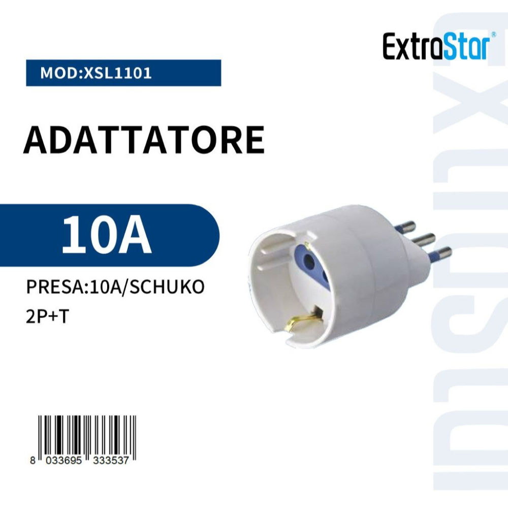 Adattatore Spina 10A 2P+T - Presa 10A/SchukoExtrastar