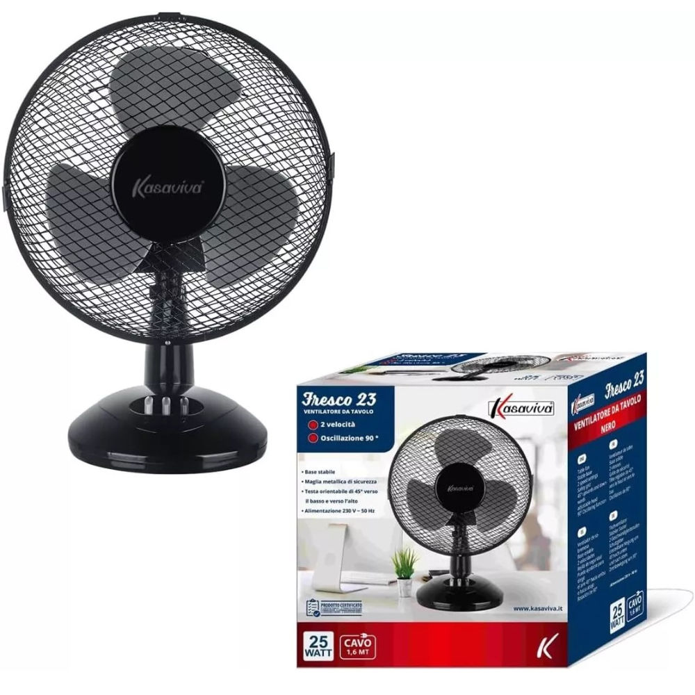 VENTILATORE DA TAVOLO - NERO 25WKasaviva