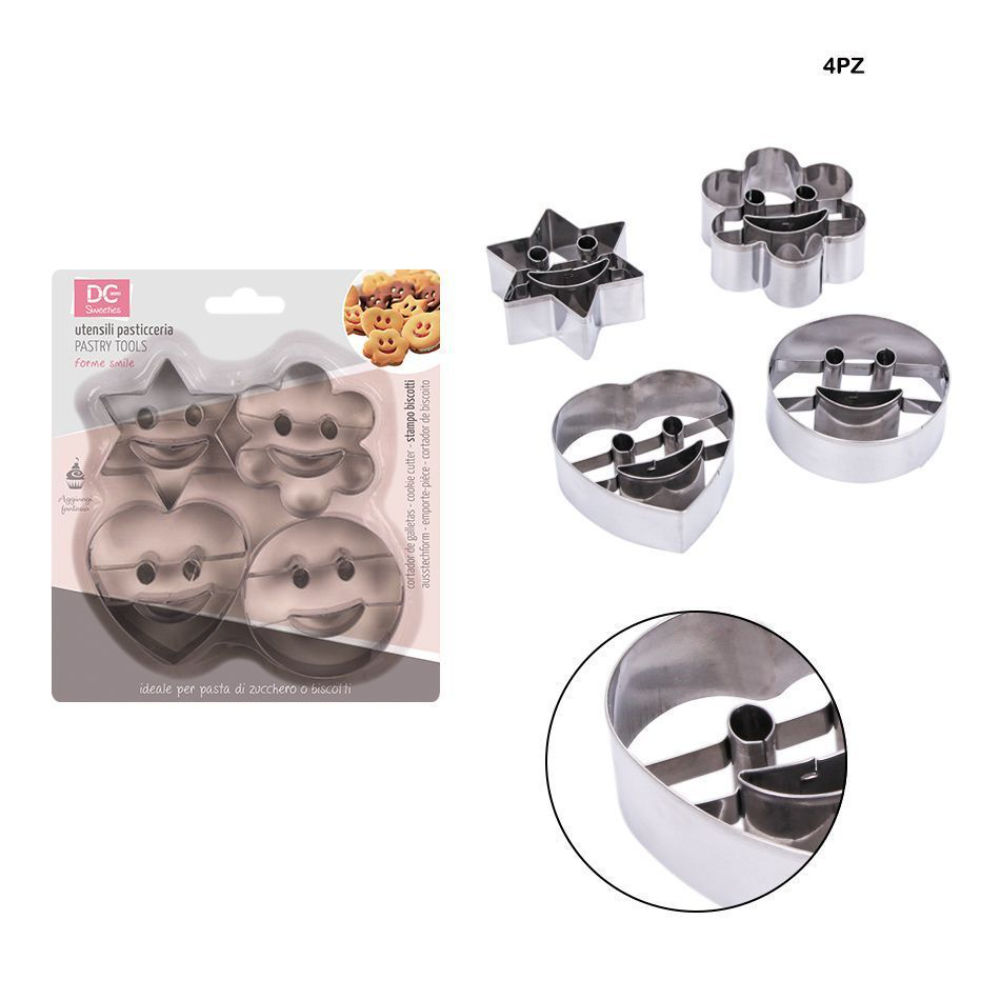 DC CASA STAMPO DOLCI ACCIAIO SMILE 7CM 4PZDc Casa