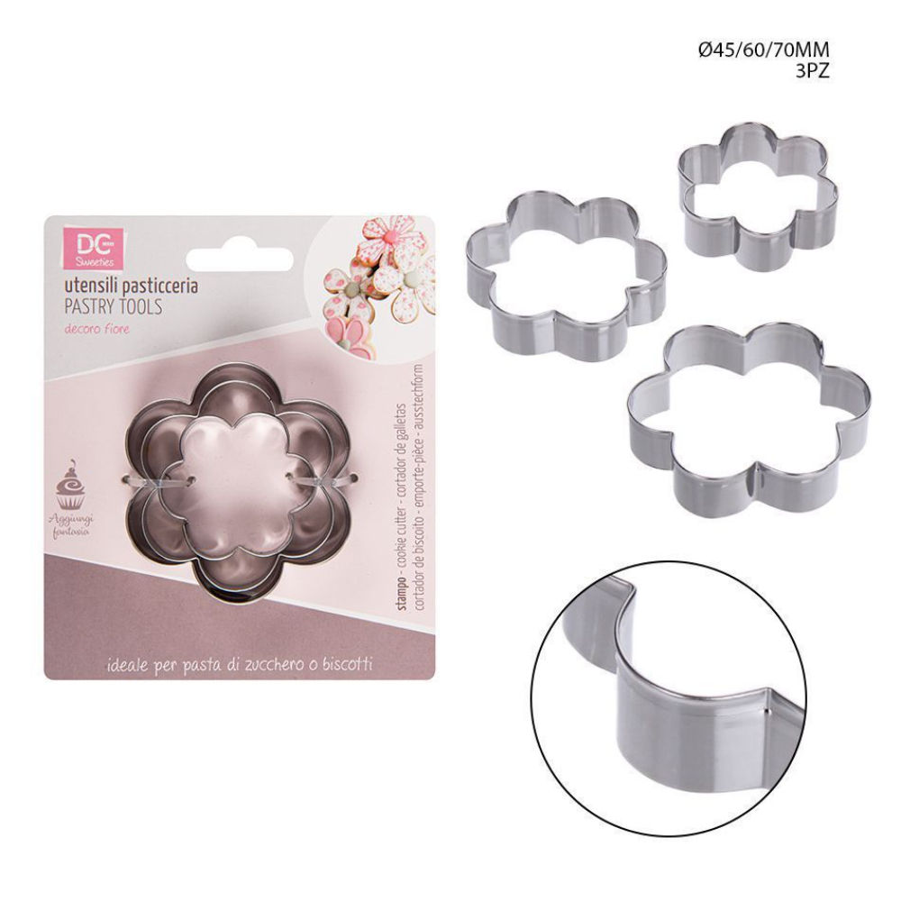DC CASA STAMPO DOLCI ACCIAIO FIORE 4,5-6-7CM 3PZDc Casa