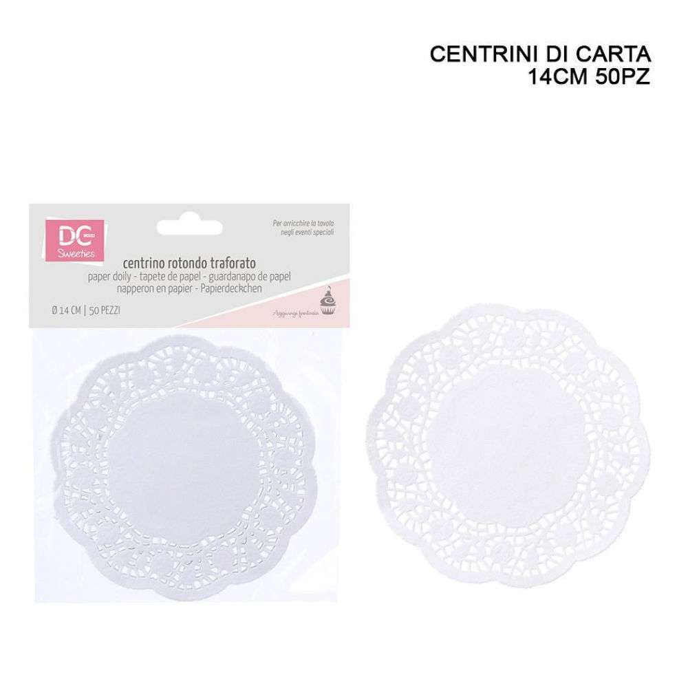DC CASA CENTRINO CARTA TONDO 14CM 50PZ BIANCODc Casa