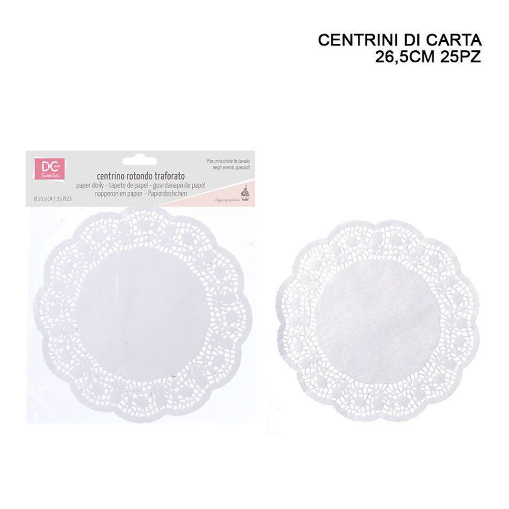 DC CASA CENTRINO CARTA TONDO 26,5CM 25PZ BIANCODc Casa