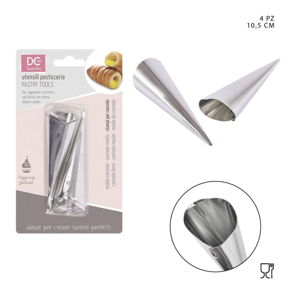 DC CASA STAMPO CANNOLO CONO ACCIAIO 10,5CM 4PZDc Casa