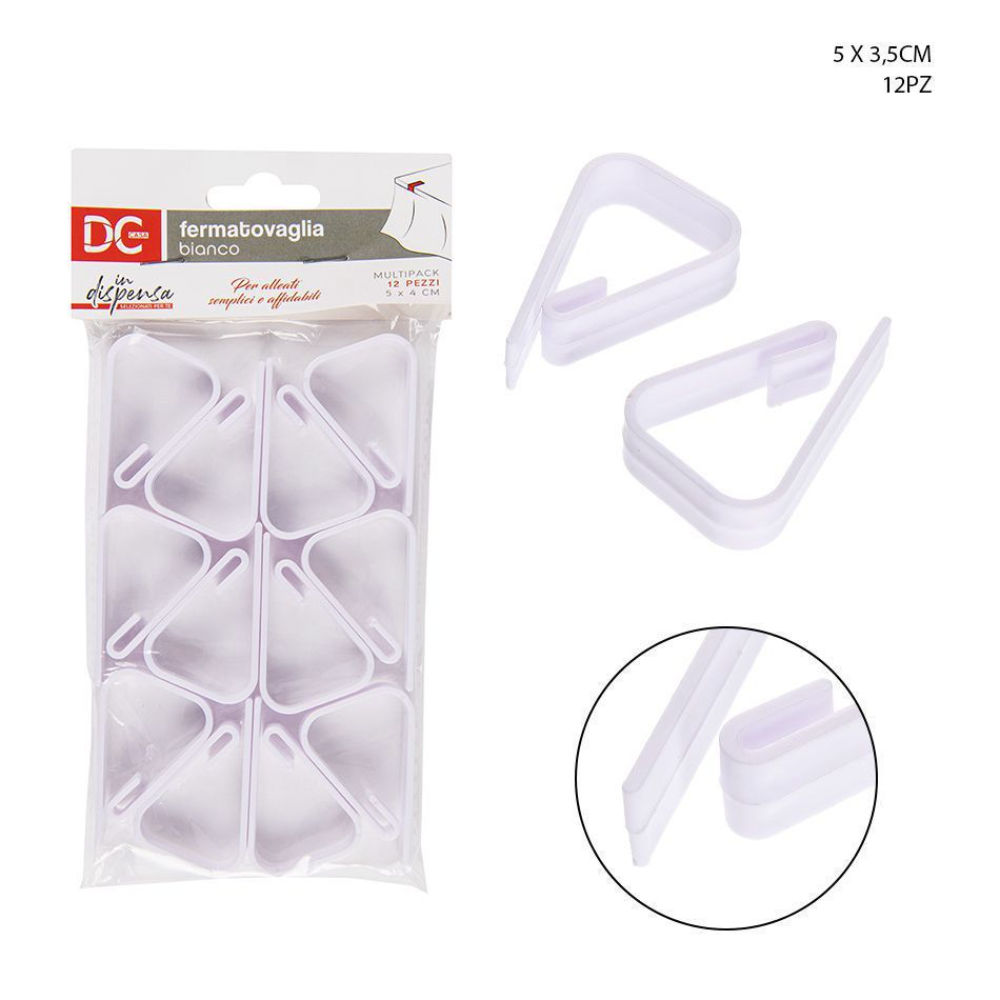 DC CASA FERMATOVAGLIA PLAST, 5X4CM 12PZ BIANCODc Casa