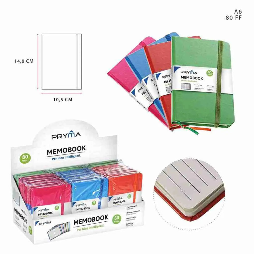 PRYMA MEMOBOOK C/RIGIDA C/ELAST. A6 80FF 70GPryma