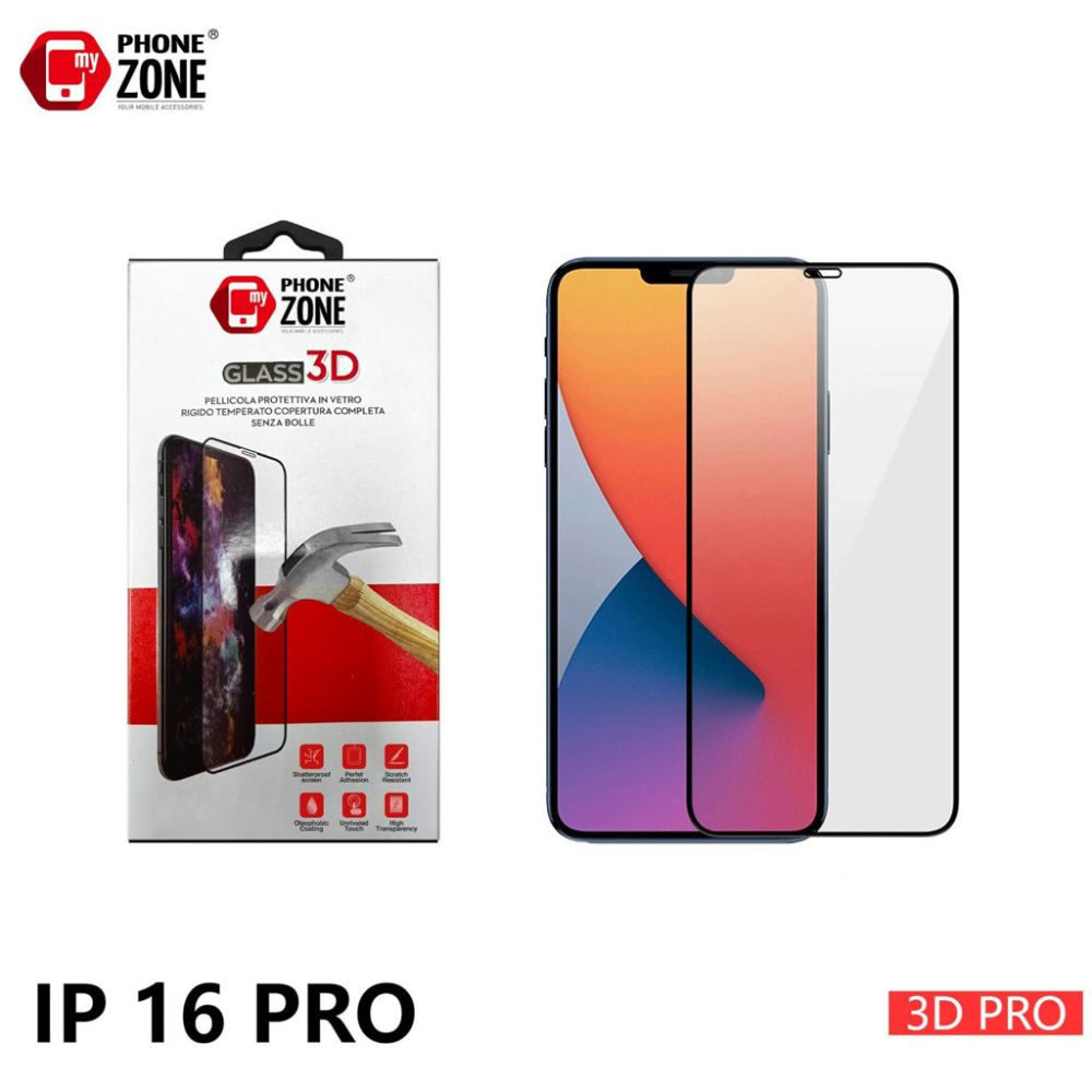 MY PHONE ZONE PELLICOLA VETRO TEMPERATO IPHONE 16 PROMy Phone Zone