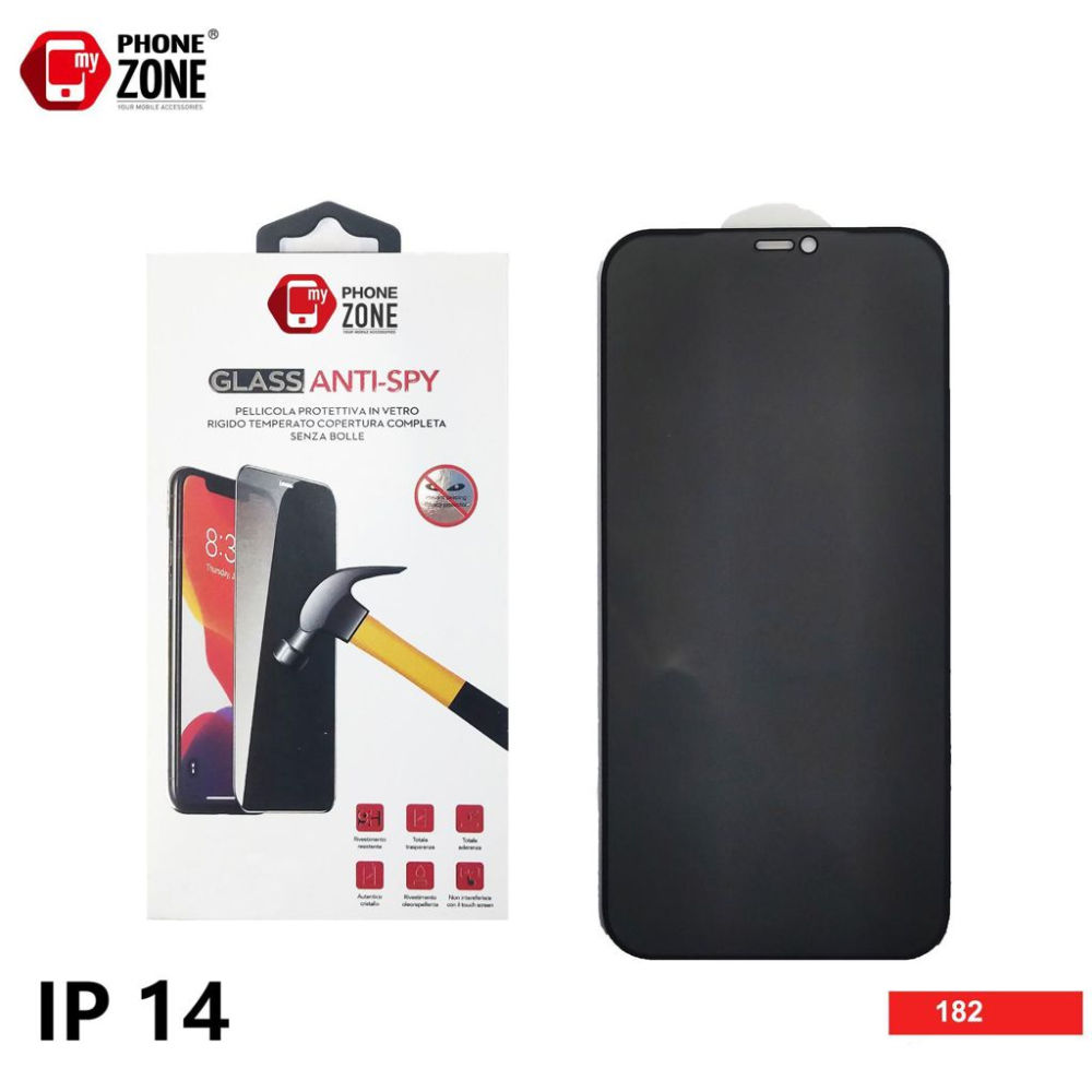 MY PHONE ZONE PELLICOLA VETRO TEMPERATO IPHONE 14 ANTISPYMy Phone Zone