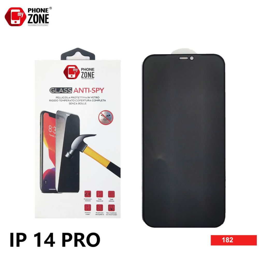 MY PHONE ZONE PELLICOLA VETRO TEMPERATO IPHONE 14 PRO ANTISPYMy Phone Zone