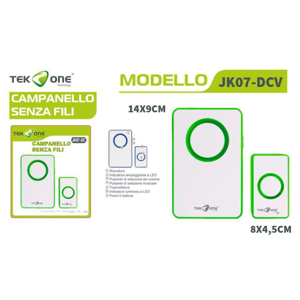 CAMPANELLO SENZA FILO JK07-DC VERDETek One Tecnology