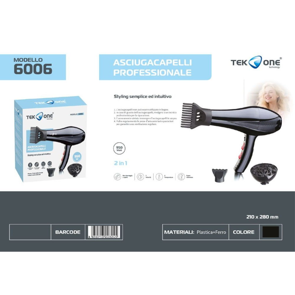 Asciugacapelli Professionali Mod.6006 - 950WTekone