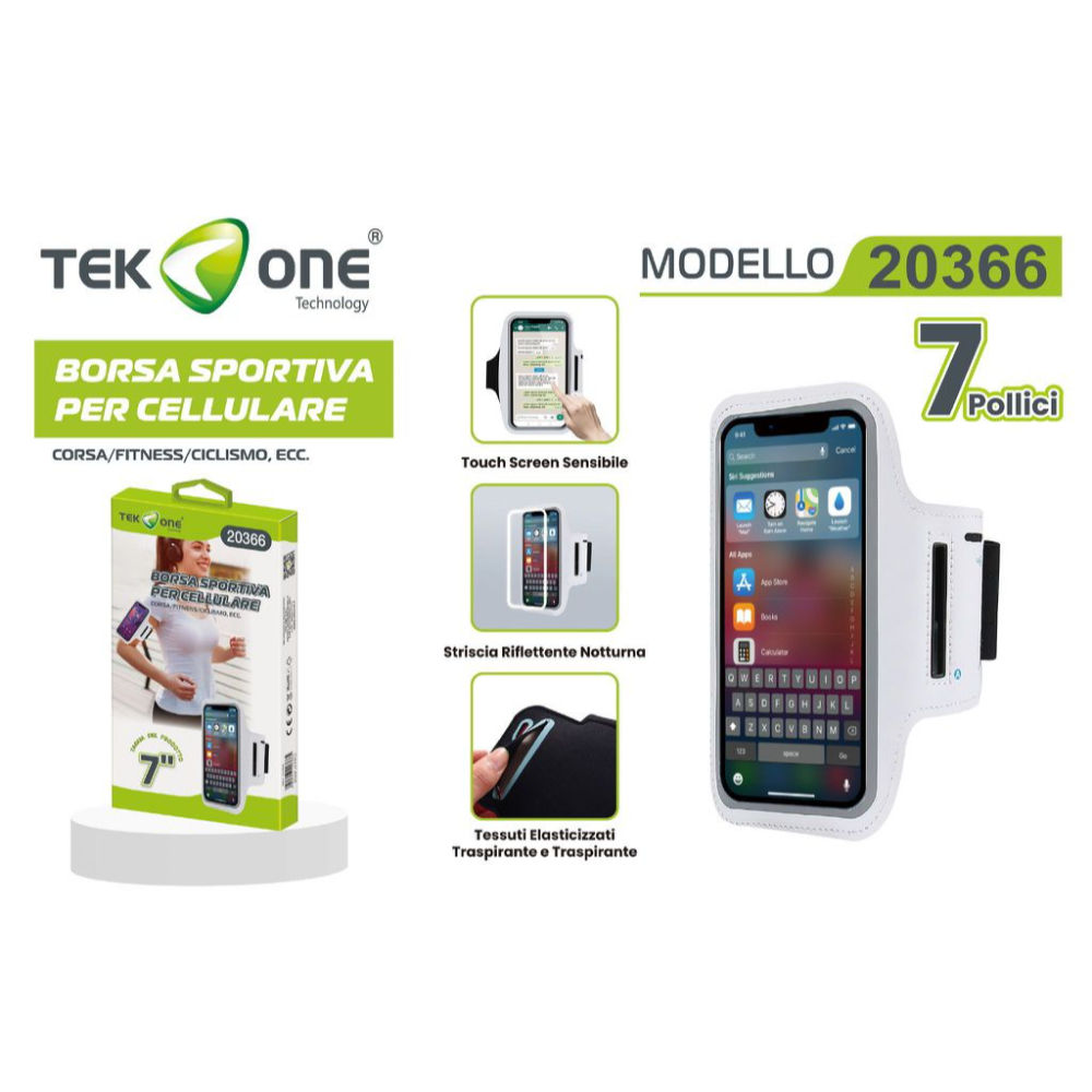 BORSA SPORTIVA PER CELLULARE BIANCOTekone