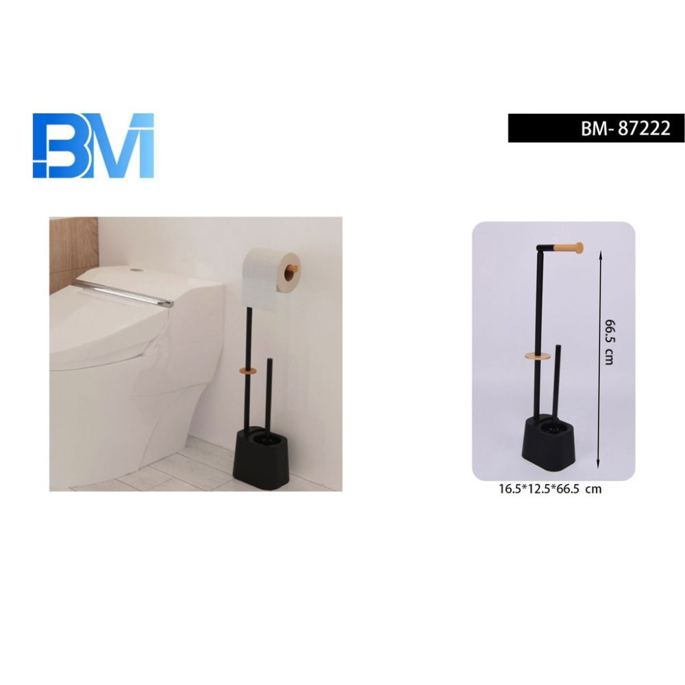 PIANTANA BAGNO NERO - SCOPINO E PORTA ROTOLOBm