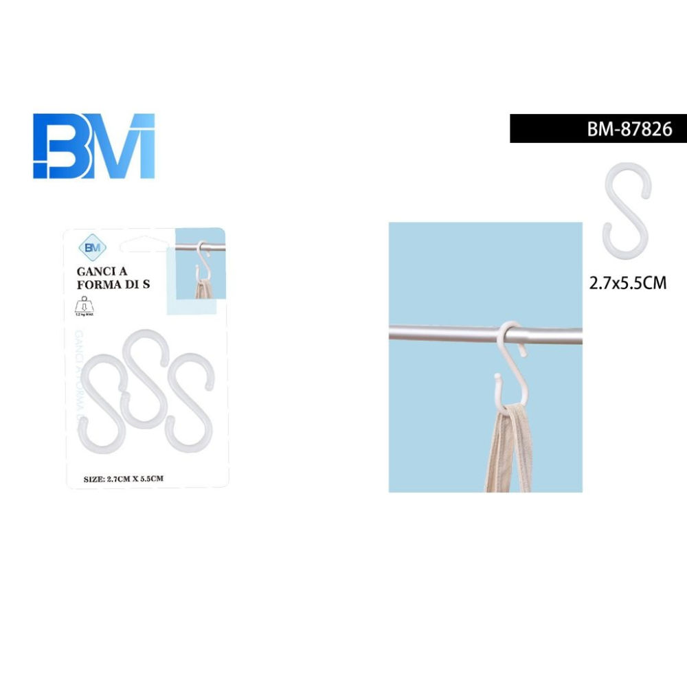 GANCIO S IN PLASTICA - BIANCO - 3PZBm