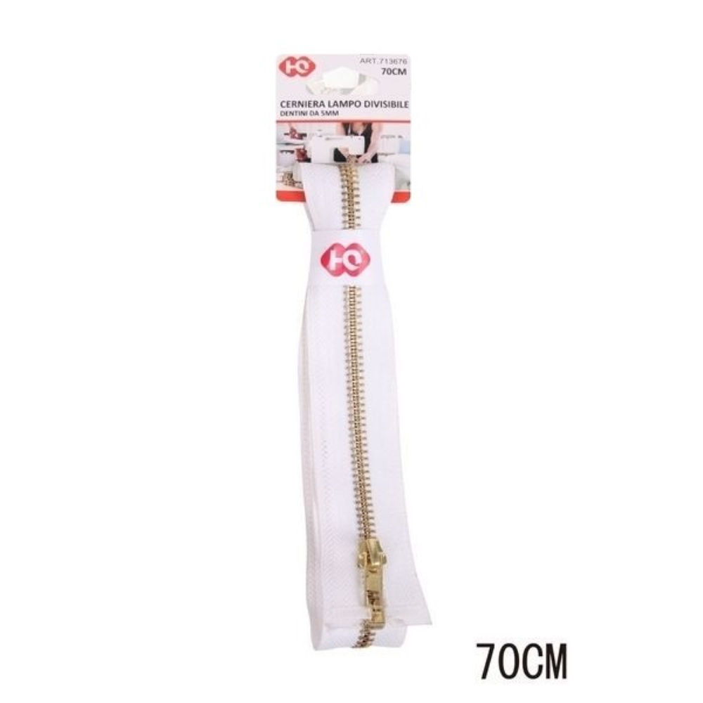 FGC Cerniera Lampo Divisibile Bianco/Oro - 70cmFgc