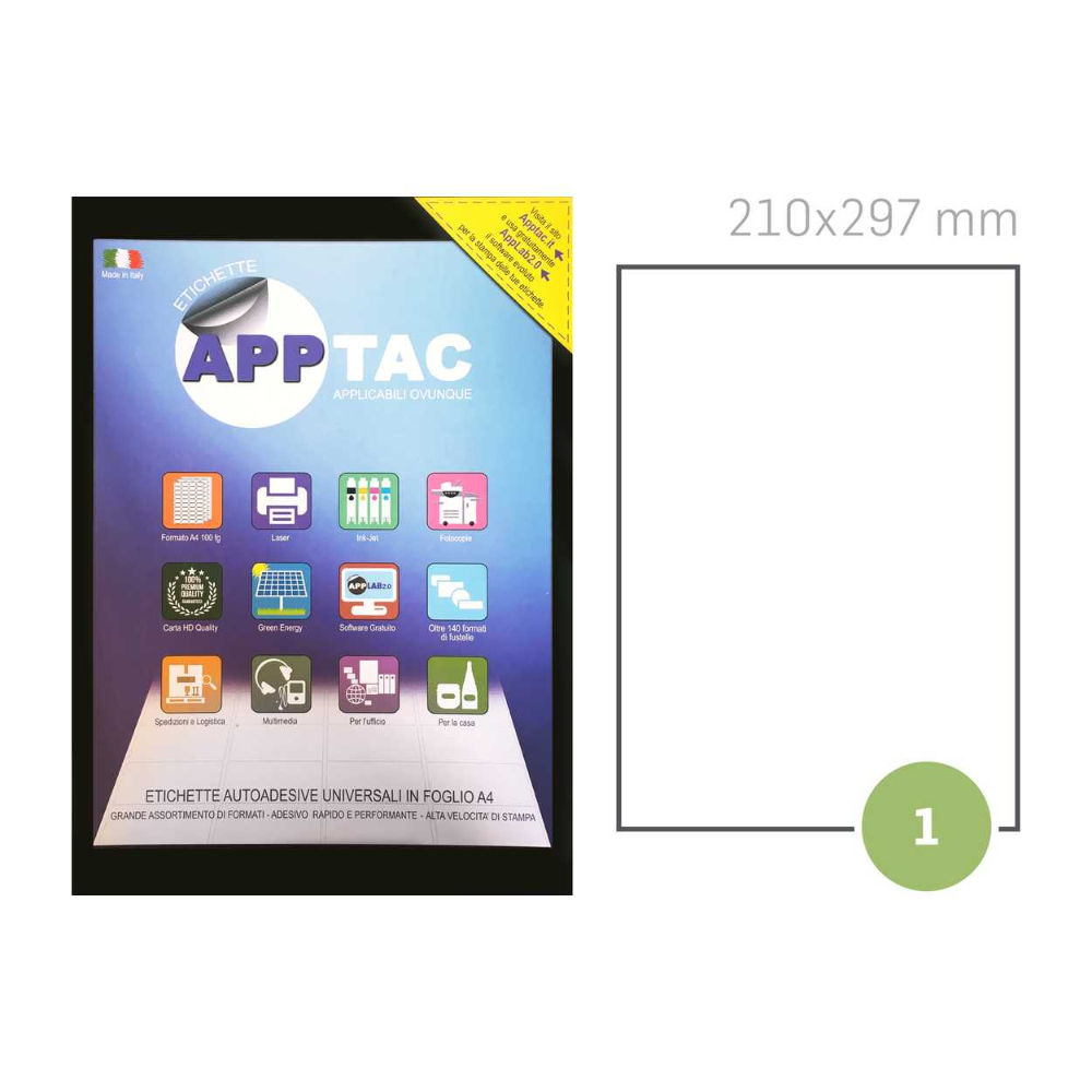 ETICHETTA AUTOADESIVA SC. 100FG. 210X297   C503Apptac