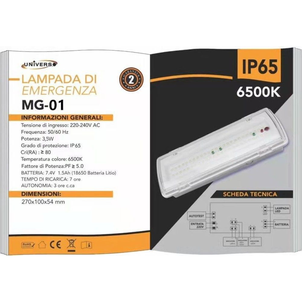 LUCE EMERGENZA 3.5W - 6500K FREDDAUniverso