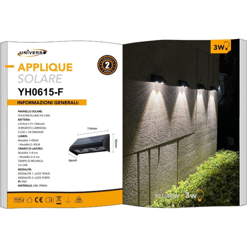 APPLIQUE SOLARE YH0615 - 3W/6500K FREDDAUniverso